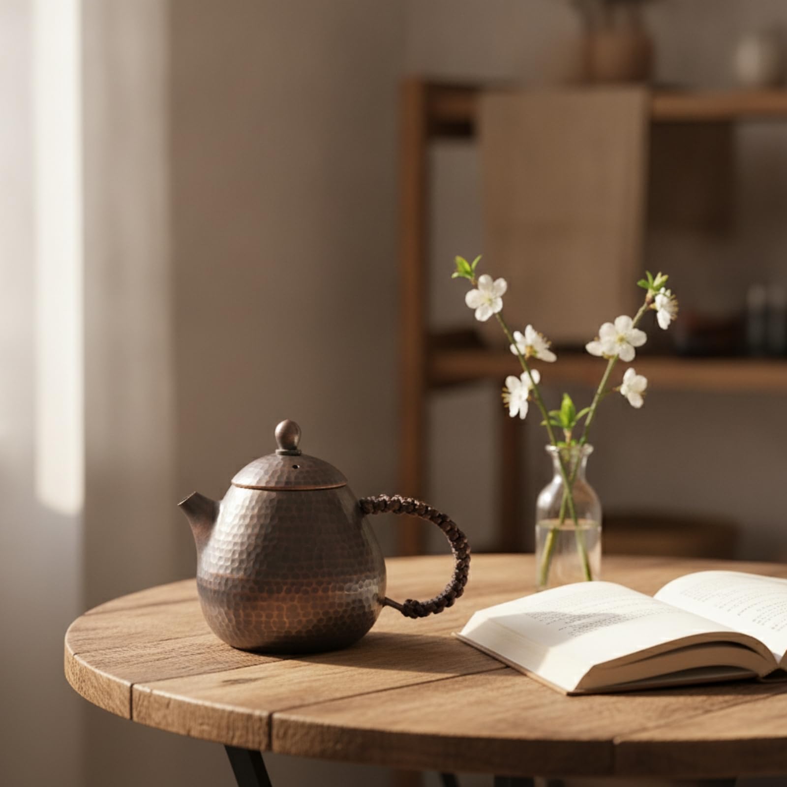 Miniatura Brocca da Infusione Teiera Bollitore Rame Fatto a Mano con Superficie Beccuccio per Flusso Continuo E Coperchio Aderente Impugnatura Ad, Antico