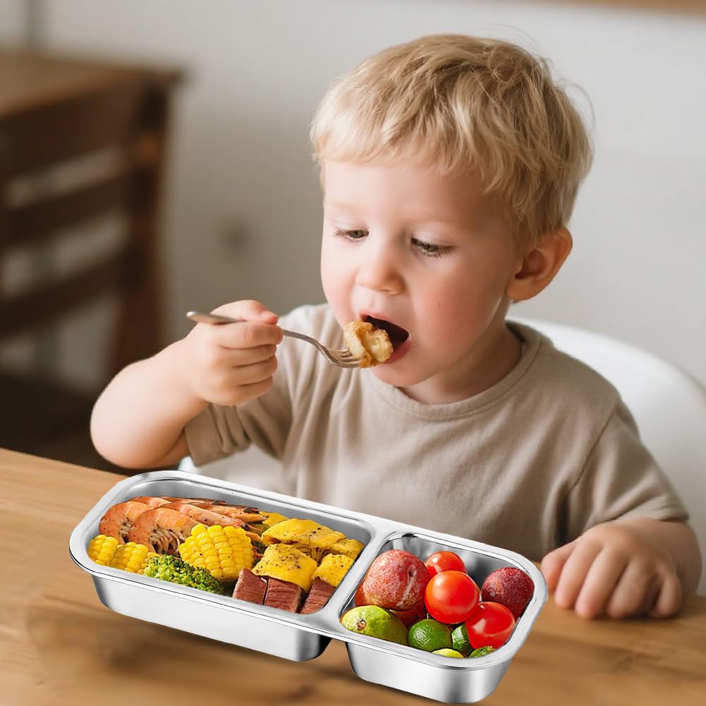 CEWROM Edelstahl Lunchbox Mit 2 Fächern | 600 Ml, Auslaufsicher | Snackbox Für Schule, Büro & Reisen