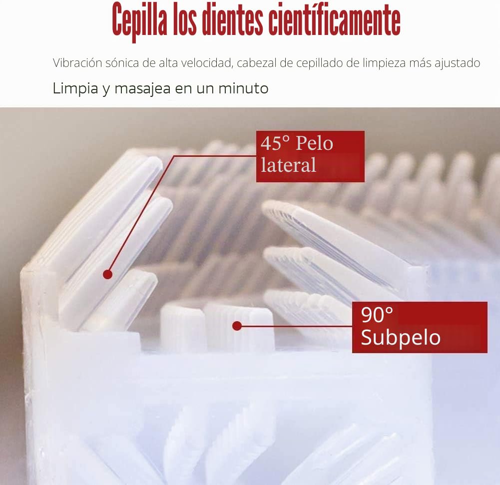 Cepillo de Dientes Ultrasónico Automático, Cepillo de Dientes Eléctrico con Limpieza 360°, Diseño en Forma de U, 4 Modos, Cepillo Blanqueador con Temporizador, para Adultos (Negro)