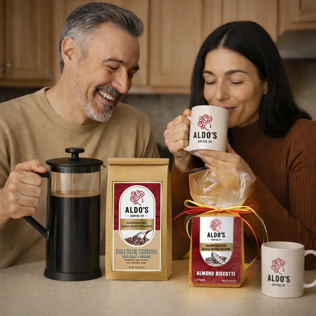 Aldo’s Organic Bali Blue Coffee Beans – Handcrafted Single-Origin Indonesian Coffee, Small-Batch Artisan Roasted, Bold Smooth Low-Acidity Coffee (1 lb) (Medium Coarse Ground)