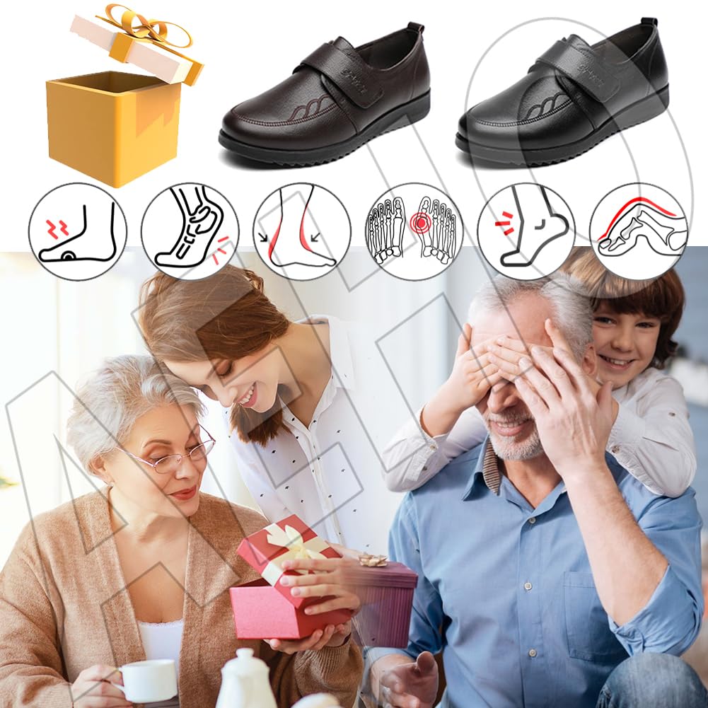 AEHO Scarpe Donna Ortopediche Scarpe Ginnastica a Strappo Scarpe per Piedi Gonfi Scarpe da chirurgia per Pollice valgo Scarpe con Piedi Larghi gonfi e Piedi Grassi,Marrone,37/235mm
