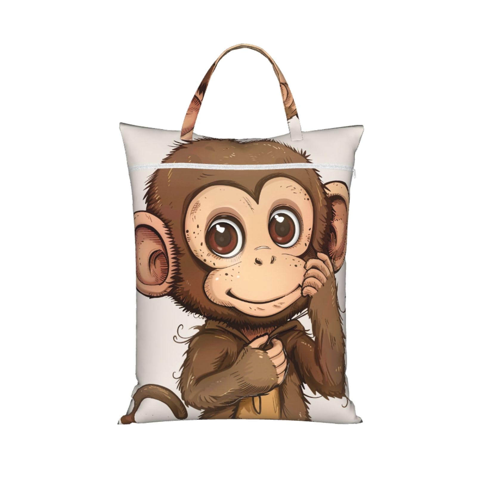 Large Travel Laundry Bags,Monkey art print Print with Handle Foldable Laundry Bag for Holidays Gym Swimming and Family Trips, 1Pcs