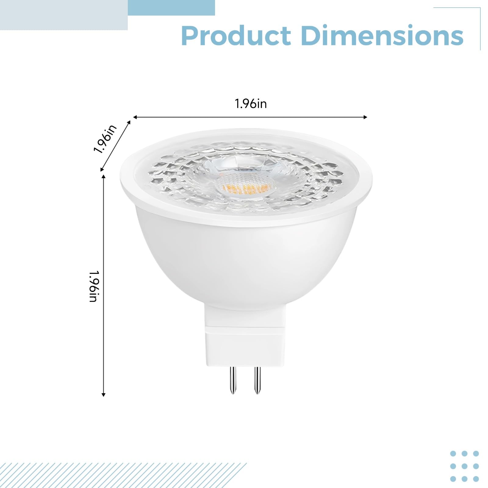 10 bombillas LED MR16, GU5.3, 12 V, bajo voltaje, 3 W, 3000 K, luz blanca cálida, haz puntual de 38° para iluminación empotrada en pista, ahorro de energía, 1.97 x 1.97 x 1.96 pulgadas