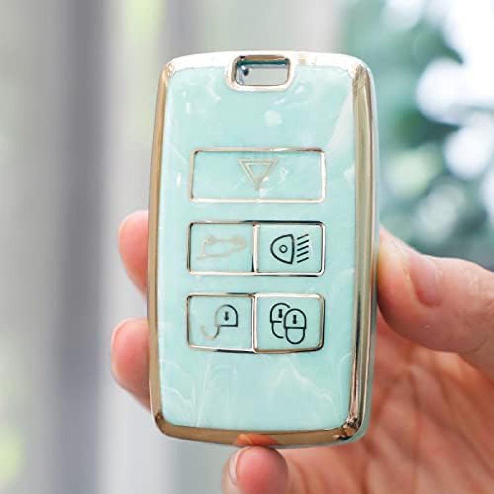 Ontto Guscio Pelle Smart Key Per Land Rover E Jaguar 2020-2021 – Protezione Completa Blu - 4