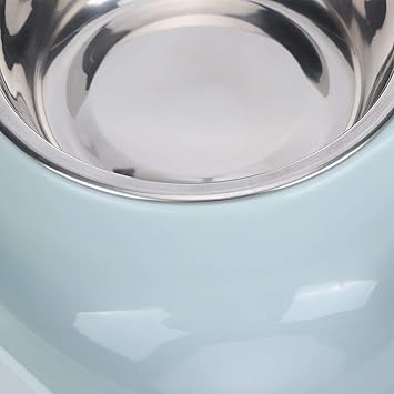 Cat Food Bowls, Durable Stainless Steel Cat Face Shape Cat Water Bowls, Food for Cat Puppy Water(Blue)