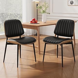 Dining Chairs Set of 2, Mid-Century Modern Upholstered PU Leather Chairs...