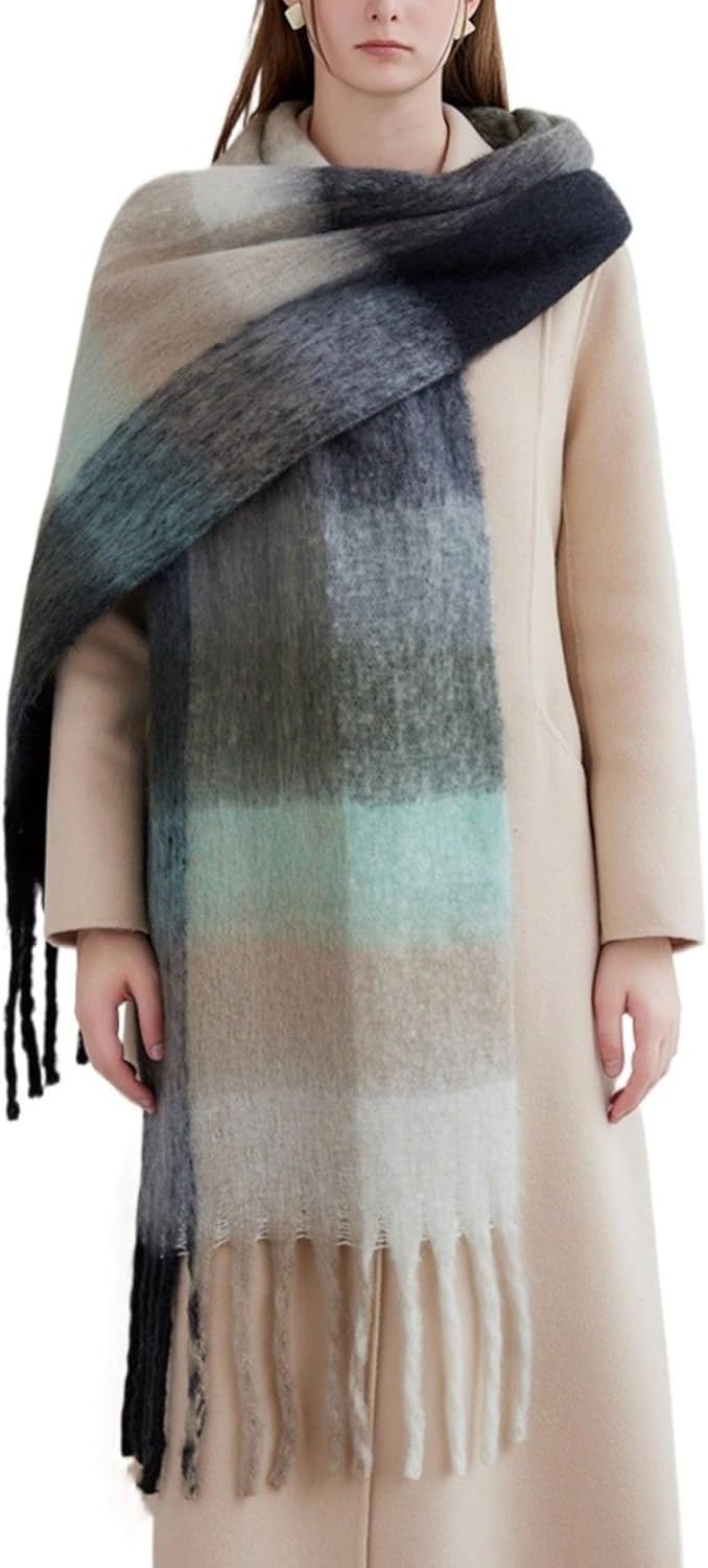 Chunky Scarf for Women Winter Plaid Thick Warm Long Shawl Wraps Cold Weather Big Christmas Fashion Blanket Scarves