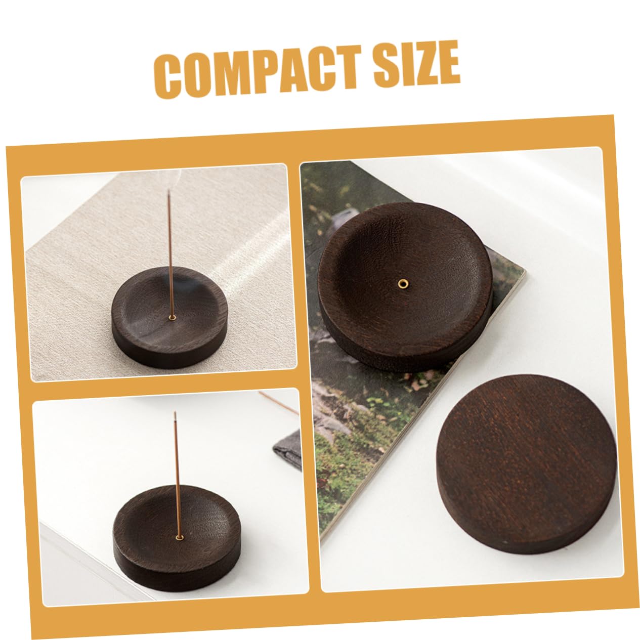 PRETYZOOM 4 Stück Räucherstäbchen Diffusor Wärmer Holzkohlebrenner Weihrauch Streichhölzer Handhaben Im Freien Runden Duftend Deckel Schlag Weihrauchhalter Stöcke Hölzern Dark Brown