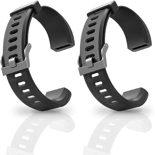 ANEKEN Replacement Band ID115Plus HR Adjustable Strap for Smart Bracelet Fitness Tracker, 2 Pack (Black)