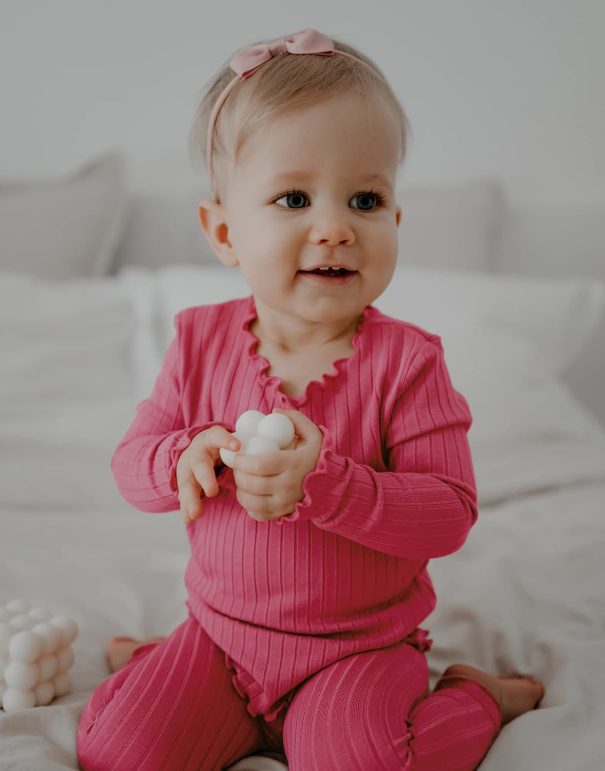 VAENAIT BABY 6M-12Y Infant Kids Toddler Junior Girls Soft Comfy Modal Tencel Shirring Sleepwear Pajamas 2pcs Set - Image 4