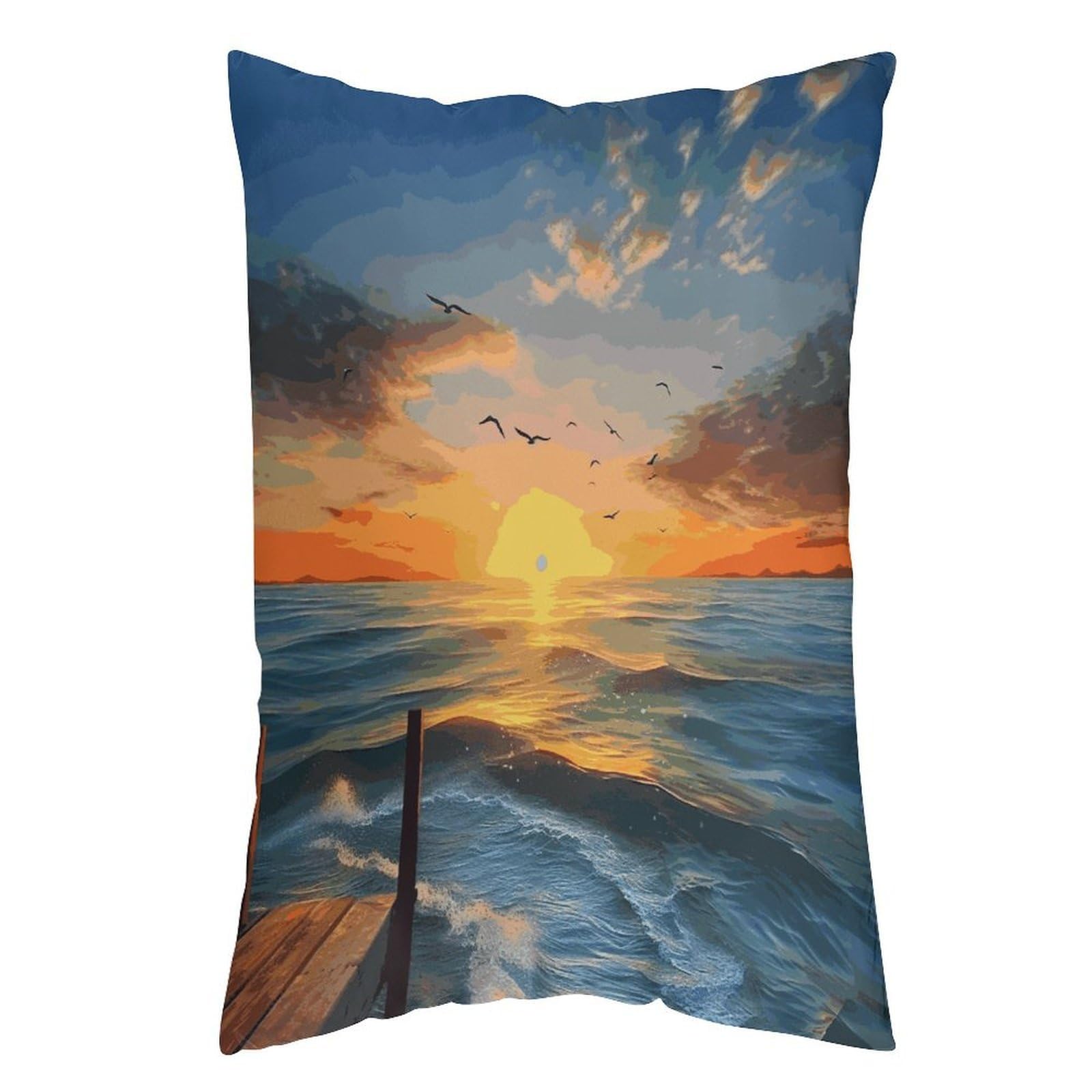LDGSUPH Sunset Sea Pillow Cases Soft Pillowcase with Invisible Zipper Wrinkle Resistant Pillow Covers Breathable Removable Pillow Protector for Bed Sofa Car 12 "x20