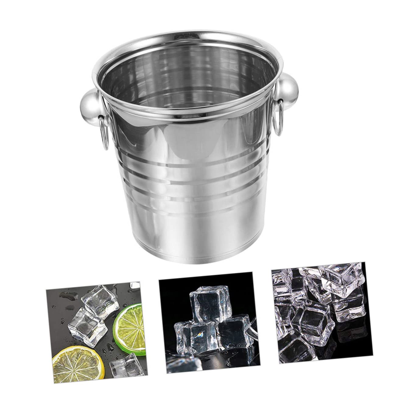 Cubitera De Metal Acero Inoxidable Asa Doble para Fiestas y Coctelería