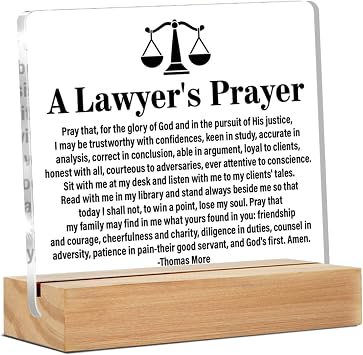 Lawyers Prayer Acrylic Decorative Sign - Thank You Law School Graduation Gift for Men and Women - Clear Desk Decor for Law Office or Home
