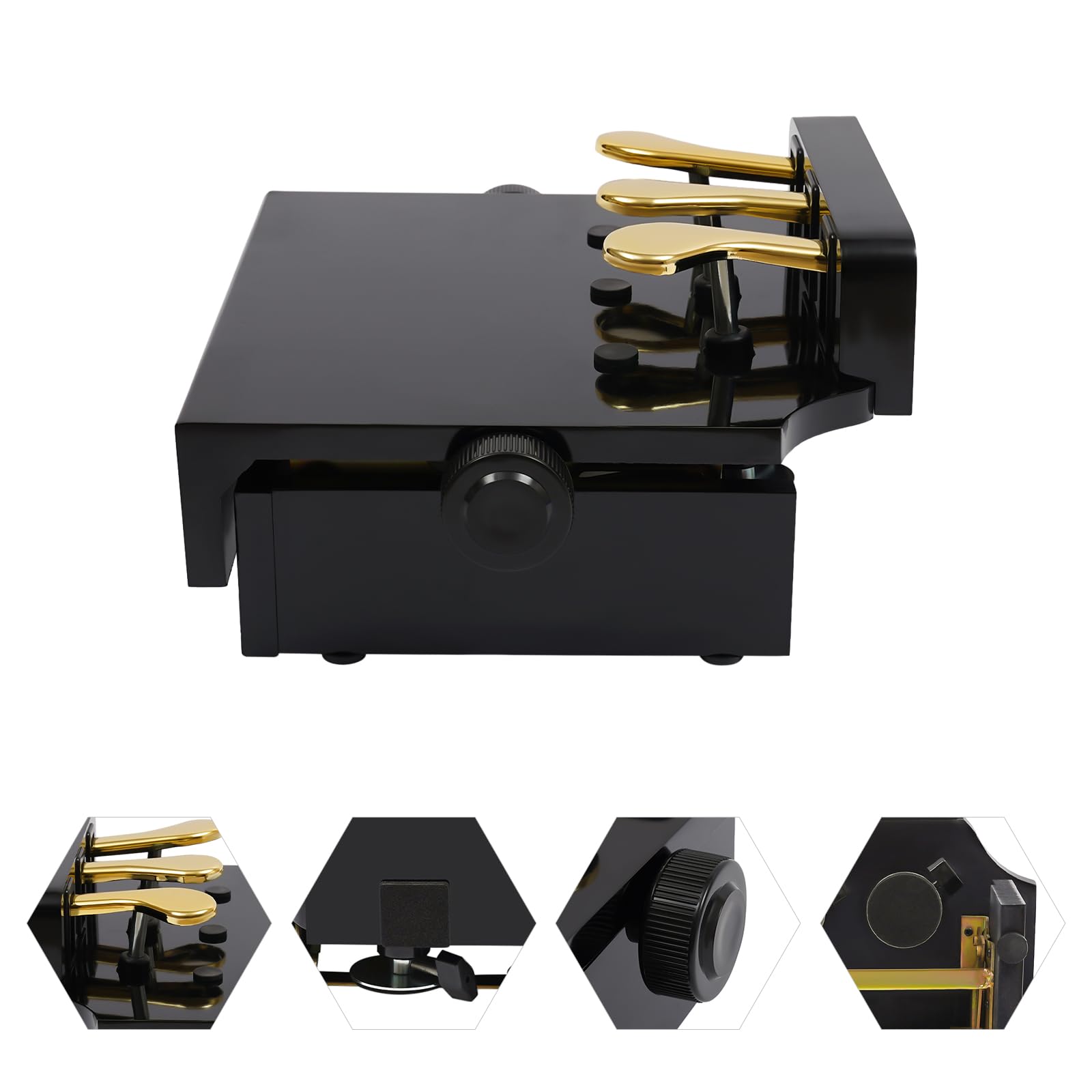 MINRS Banco extensor de pedal de piano, extensión de pedal de piano para niños, altura ajustable con tres pedales de metal, cuatro alfombrillas antideslizantes para niños, accesorios de ayuda, color