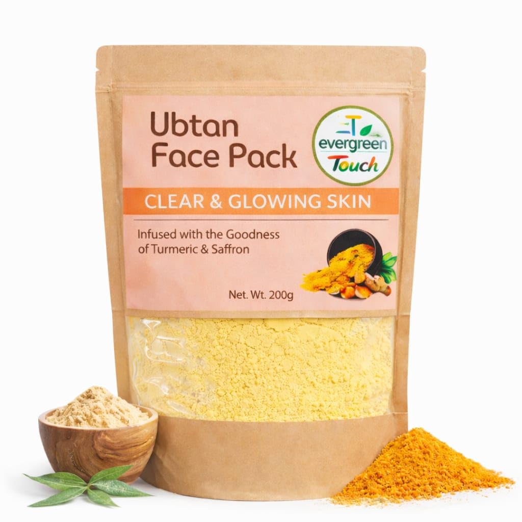 Evergreen Touch Ubtan Face Pack with Turmeric and Saffron for Glowing Skin Natural Ayurvedic Face Mask for Tan Removal Brightening Deep Cleansing Anti Acne Herbal Face Pack for Men Women 200g : Amazon