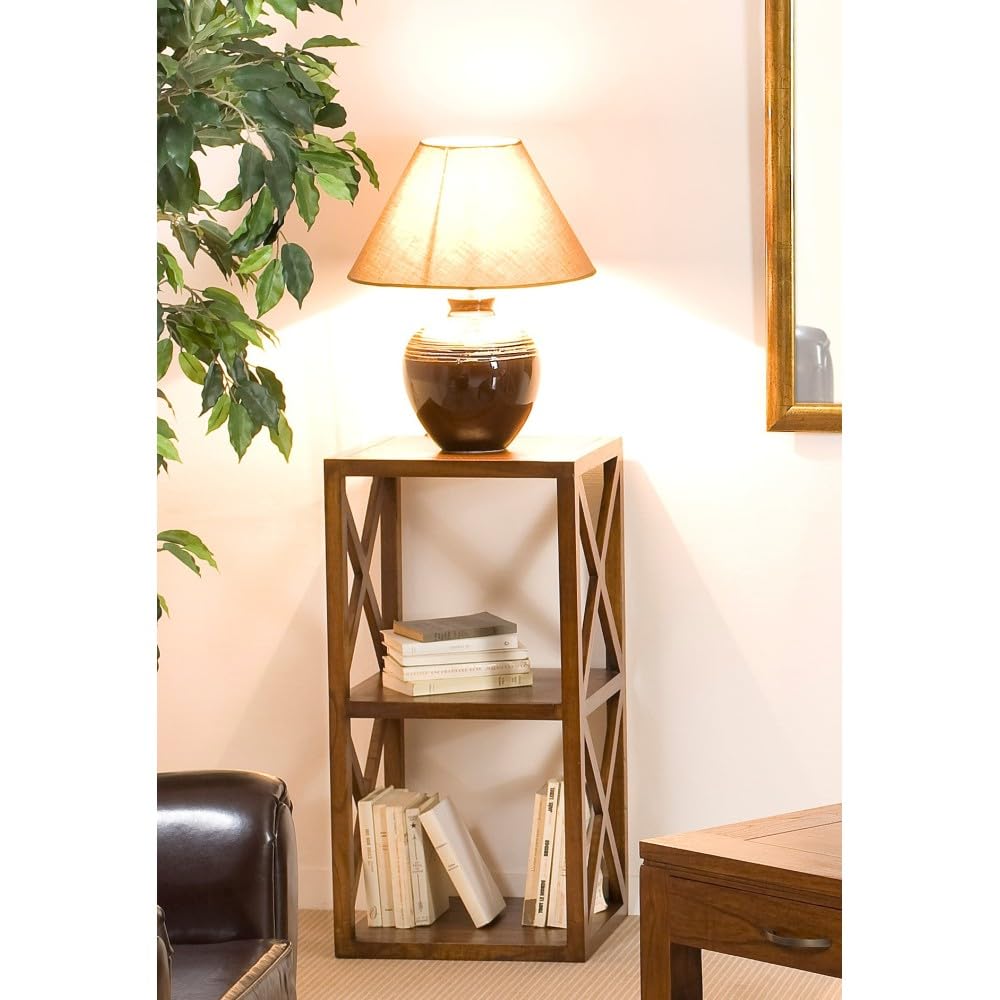 Lauren - Étagère Marron 2 Cases 40 cm croisillons Bois Mindi