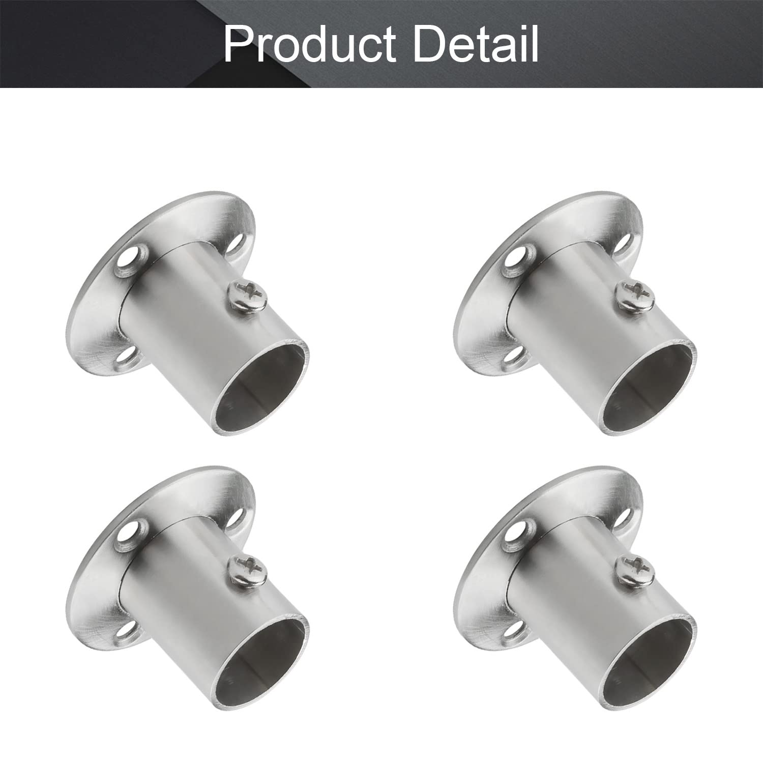 Paquete De 4 Soportes De Barra De Armario, Soportes De Barra De Armario Resistentes, Enchufes De Acero Inoxidable, Barras De Cortina De Metal, Soporte De Extremo Para Postes De 1 1/4
