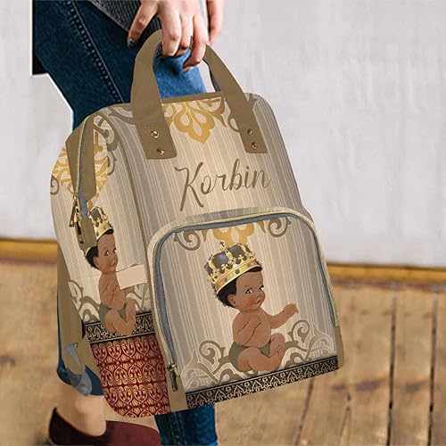 Miniatura 5 de Artsadd Bolsas de bebé personalizadas con nombre, mochila de pañales personalizada a rayas doradas con correas para cochecito, bolsa de hombro