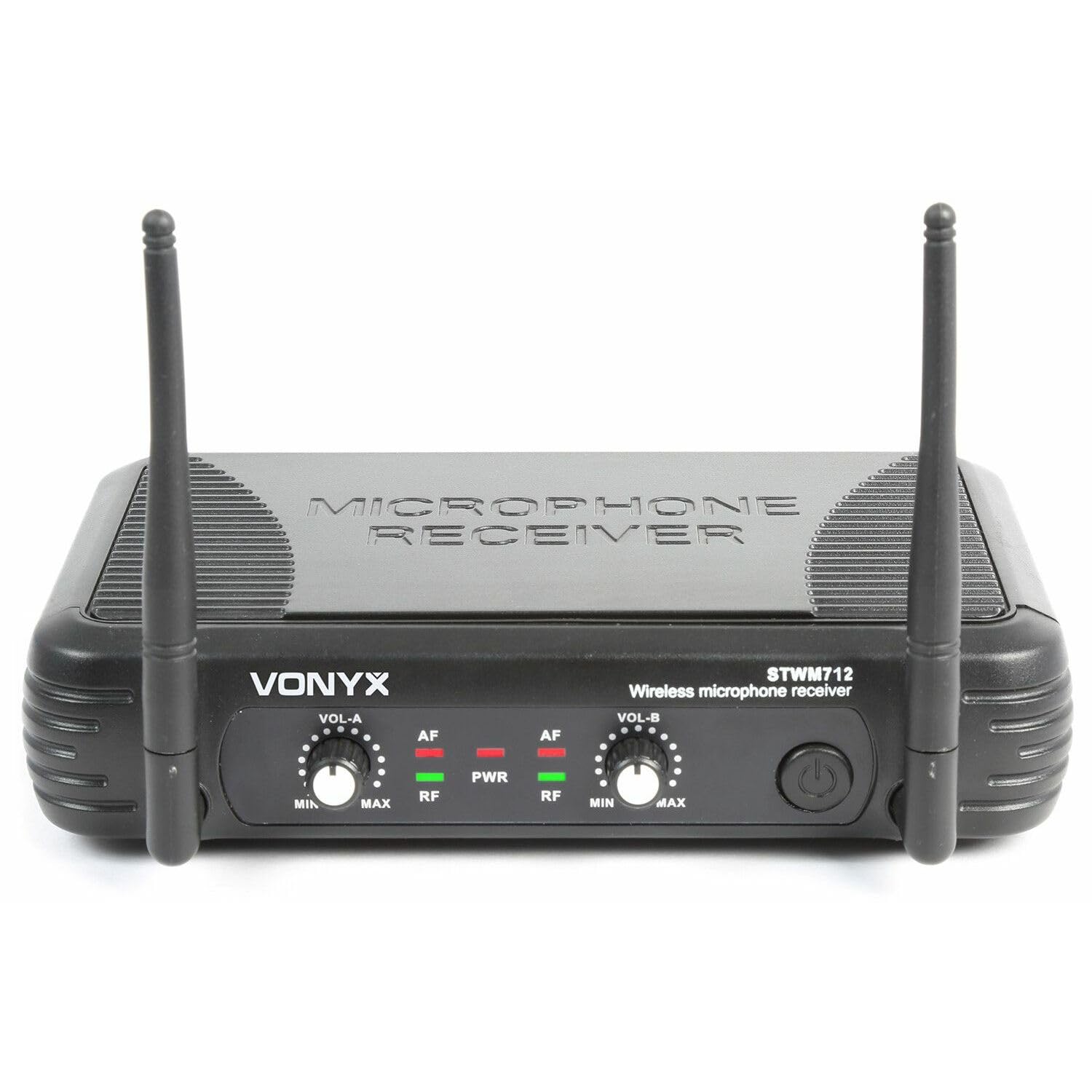 Vonyx STWM712 Sistema de Micrófono Inalámbrico Dual VHF con Antena Diversity, Incluye 2 Micrófonos de Mano, Ideal para Escenarios, Conferencias, Presentaciones, Microfono Reuniones, Micros para Cantar