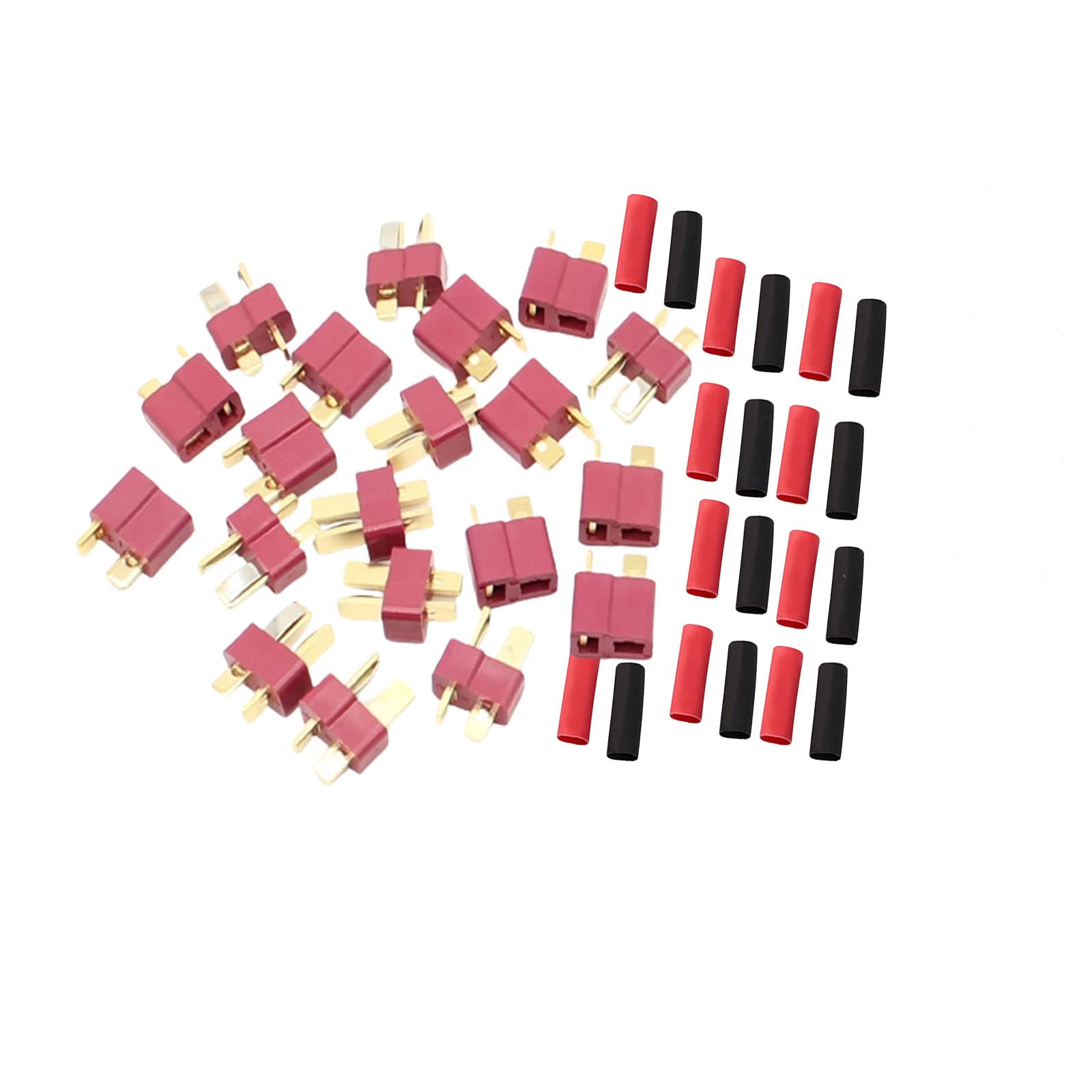 10 Pairs of T-Type Plug connectors, Used for Remote Control of T-Type Male and Female connectors of Automobile quadcopters and Ships, with 20 Heat-shrinkable Tube connectors.Skrnrhrery,