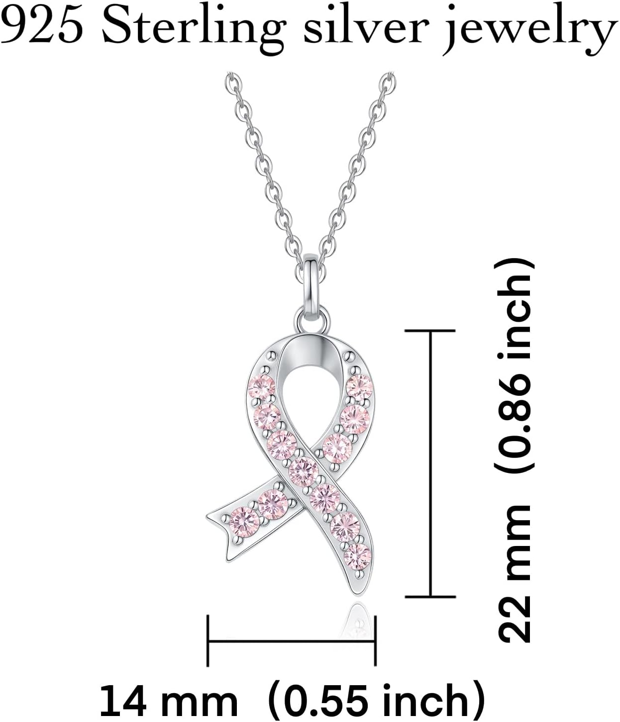 Breast Cancer Awareness Necklace 925 Sterling Silver Pink Ribbon Pendant Necklace Jewelry Survivor Gifts for Women - Image 7
