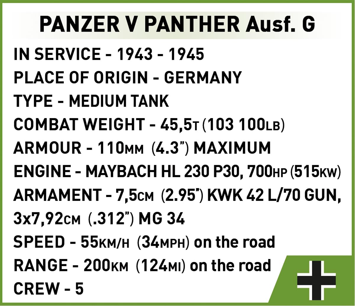 COBI Panzer V Panther AUSF.G Pudel, Olivgrün