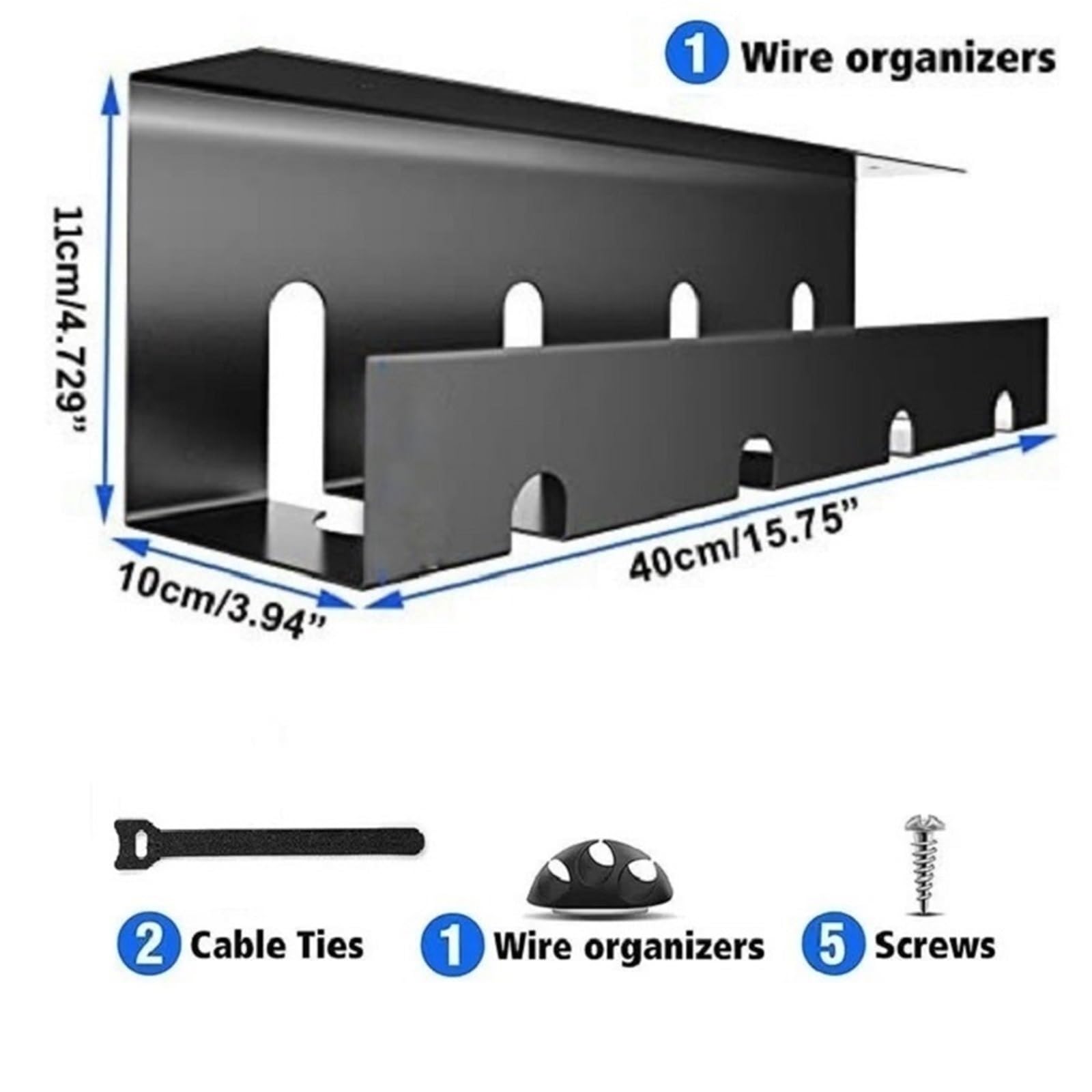 Bandeja de gestión cables debajo del escritorio, organizador, accesorios acero al carbono, estante almacenamiento oficina, 1 o 2 uds Para Oficina, Hogar