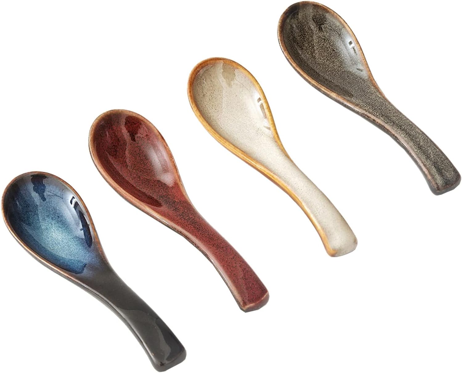 Soup Spoons Spoon Japanese Tableware Kiln Rice Spoon Soup Spoon Porridge Spoon Home Dining And Restaurant Cooking Blue Spoon 5.5 Inch Long Set Of 4 Small Ladle (Color : A)
