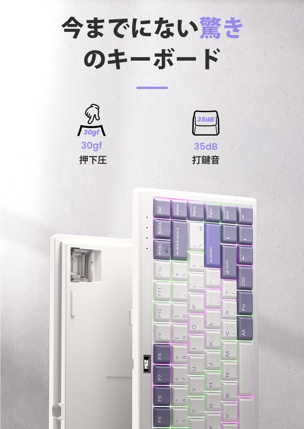 NiZ キーボード_84EC_ RGBバックライト有り NiZ ブラックキーボード | シックデザインの静電容量無接点