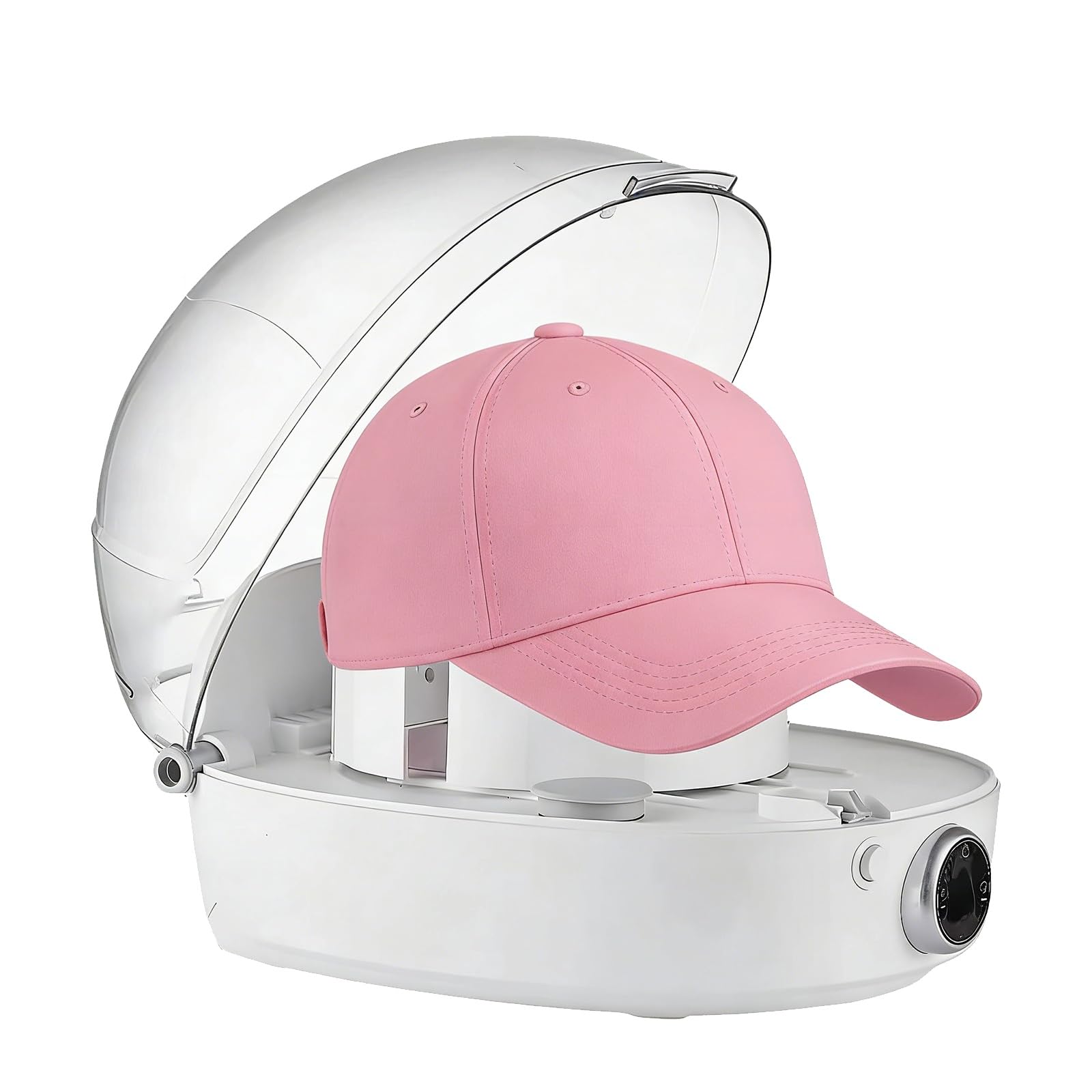 Automatic Cap Care Machine, 1000W Electric Hat Steam Cleaner Shaper, Adjustable Support Hat Frame, Steam and Dry, Touch Screen, Safety Lock, for Baseball Shape Restoration