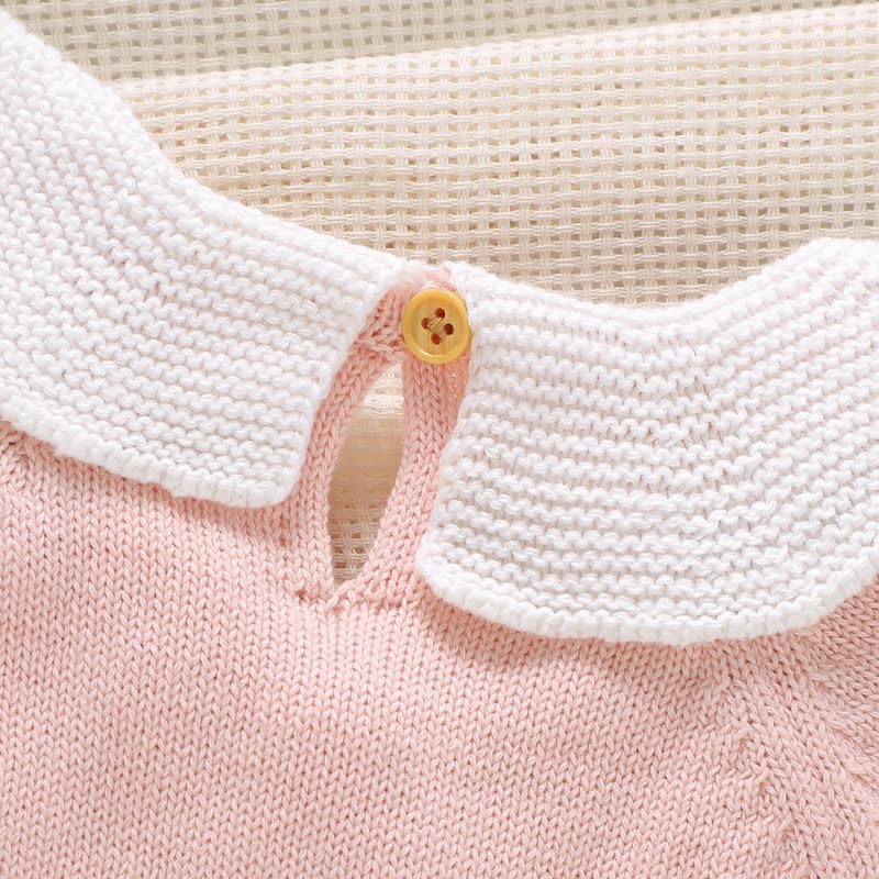 Neiwech Baby Girl Romper Ruffle Neck Short Sleeve Pompoms Knit Rompers Newborn Infant Jumpsuit Summer Outfits Clothes - Image 7