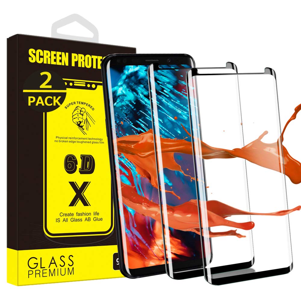 Yoyamo YVI-08 Screen Protector for Galaxy S9,2PACK Tempered Glass Screen Protector[9H Hardness][HD][Case Friendly][Bubble-Free] for Samsung Galaxy S9(Black)