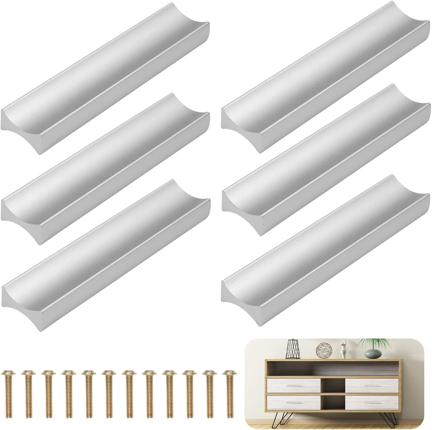 Maniglie Per Mobili Da Cucina, 6 Pezzi Maniglie Armadio, Maniglie Per Mobili In Alluminio, Maniglia Per Cassetto Mobili, Maniglie Per Cassetti, Per Cassetti, Porte, Armadi, Distanza Fori 96 mm