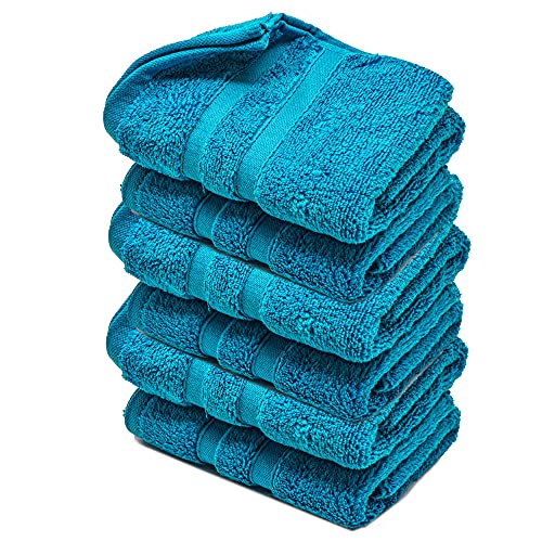 Lot de 6 essuie-mains en coton 600 g/m² zéro torsion très absorbants et à séchage rapide de qualité hôtelière de luxe résistant à la décoloration 50 x 80 cm (bleu sarcelle) Cover