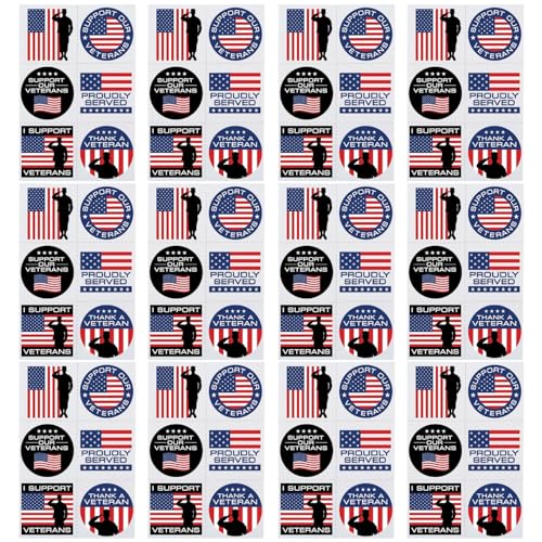 Support Our Veterans Temporary Tattoos, 72 Pieces, Veterans Day, Memorial Day, Parades and Party Supplies Support the Troops