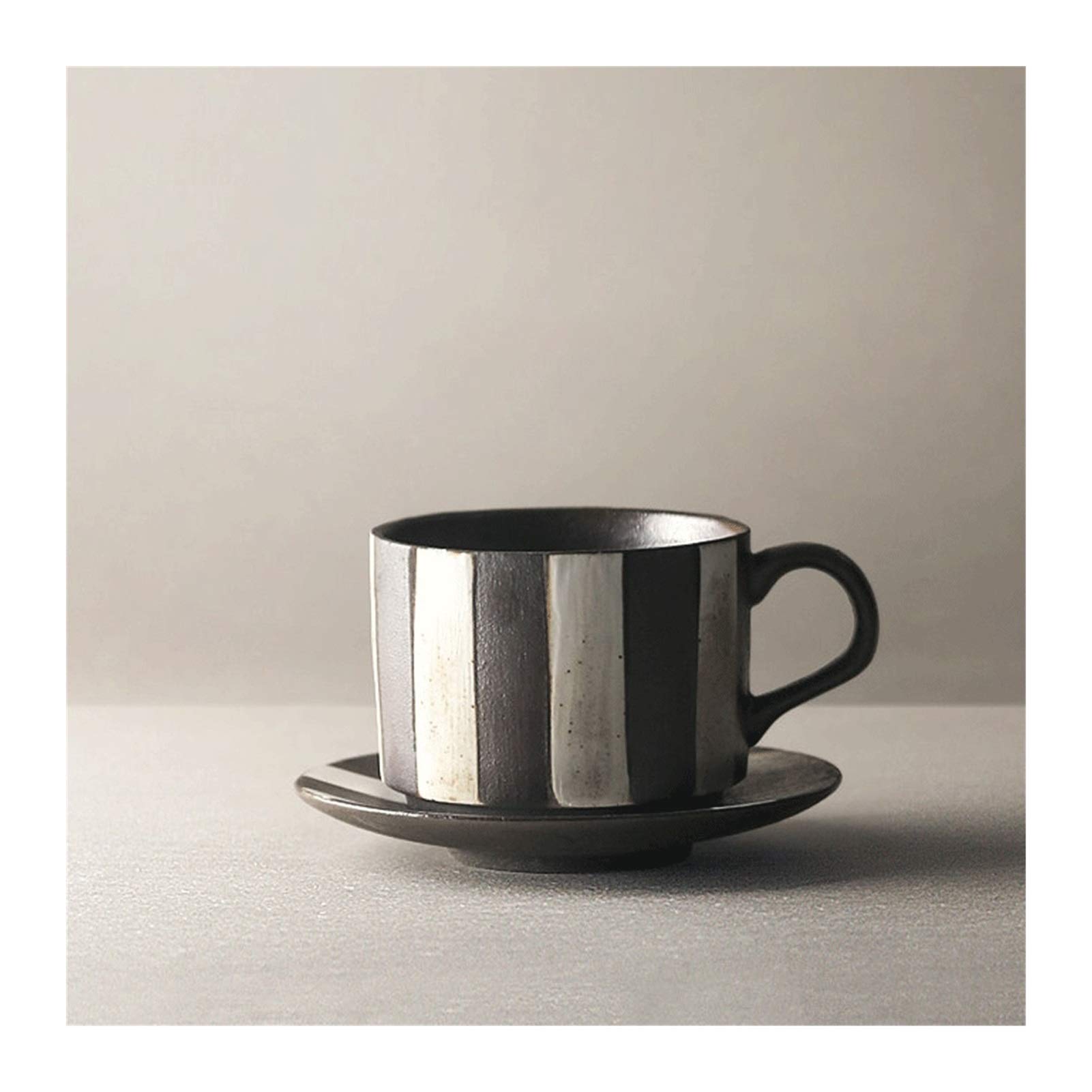 Tasse Klassisches Design Keramik Kaffeetassen 197 ml Tassen mit Untertassen für heiße oder kalte Getränke wie Kakao, Milch, Tee oder Wasser Kaffeetasse