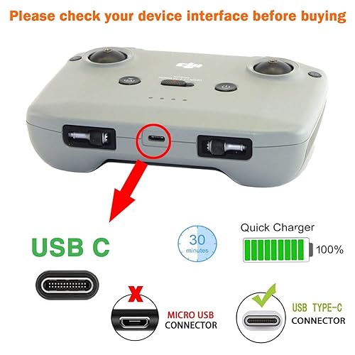 Miniatura 4 de Cable cargador adaptador de corriente USB C de 5 pies para DJI Mini 2, DJI Air 2S, DJI Mavic 3, DJI Mavic Air 2, controlador inteligente DJI,