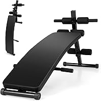 GYMAX Folding Sit Up Bench - 5 Adjustable Heights, 300lb Heavy Duty Ab Workout Bench for Home Gym Core Training