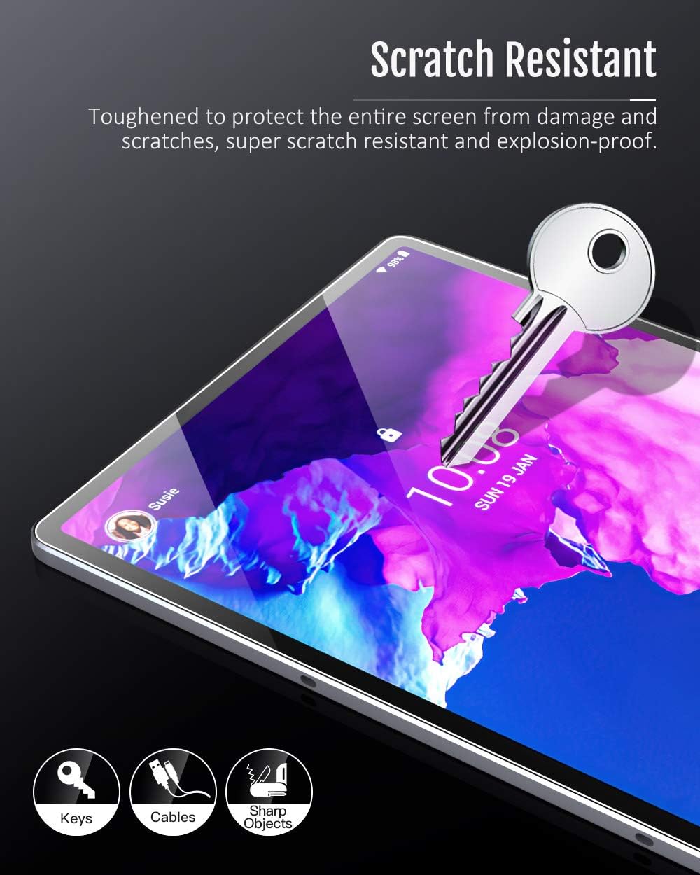 MoKo 2-Pack Screen Protector for Lenovo Tab P11/P11 Plus (TB-J607/616F/J606F/606X) 11" Tablet, Premium HD Anti-Bubble 9H Hardness Fingerprint-Free High-Sensitivity Tempered Glass Screen Protector Film
