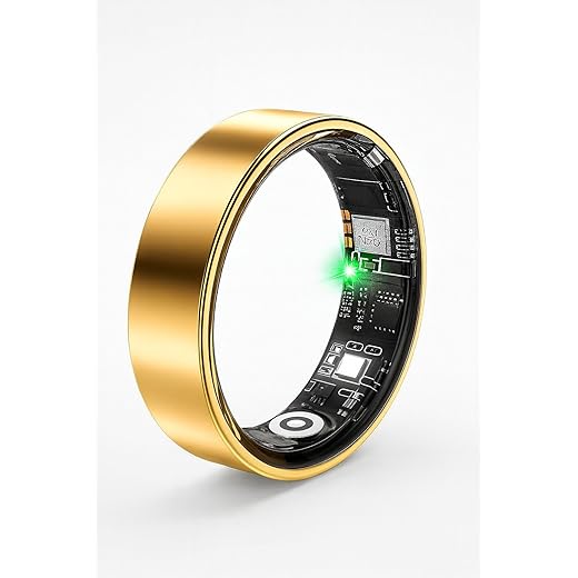 Smart Ring Titanium – Waterproof Fitness Tracker with Fast Charging & Long Battery Life | Mood, Sleep & Heart Rate Monitor | Precision Wellness Tech for Men & Women – Size 11, Silver