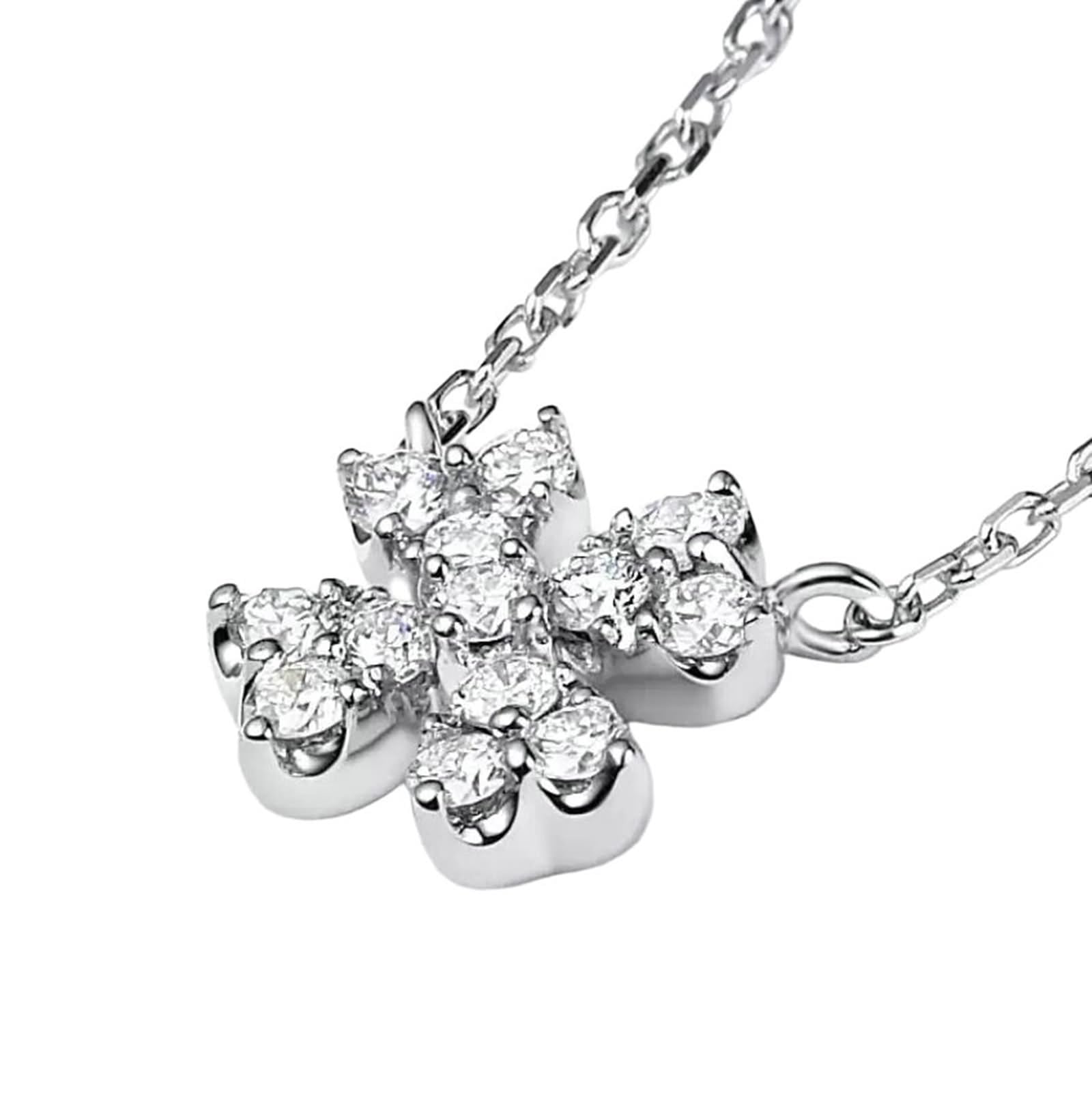 Łańcuszek przyjaźni Cool, łańcuszek z wisiorkiem damski, długi liść, 0,15 ct diament białe złoto, 45 cm