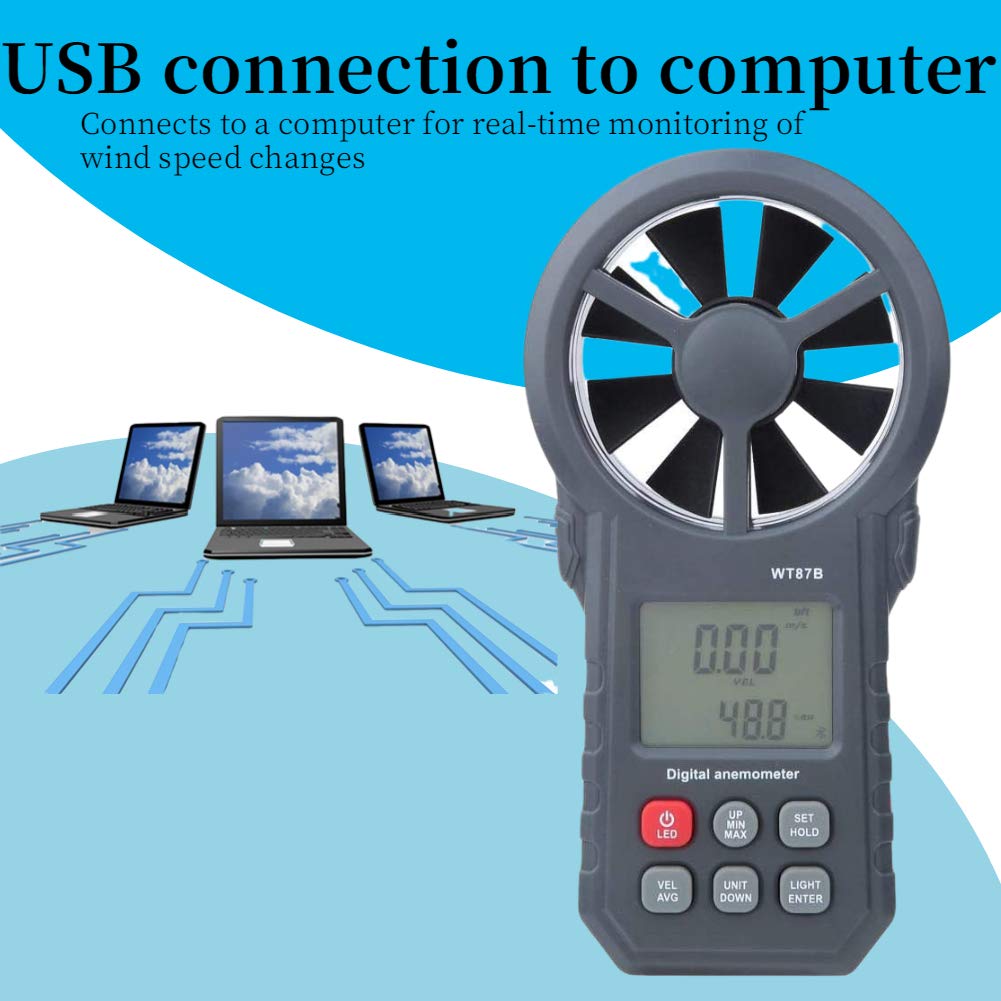 Windmesser mit Thermometer Mini Bluetooth Anemometer Digitaler Hand Windmesser mit LED-Beleuchtung Digital Anemometer Windmessgerät für Windsurfen Segeln Angeln Drohnenflug