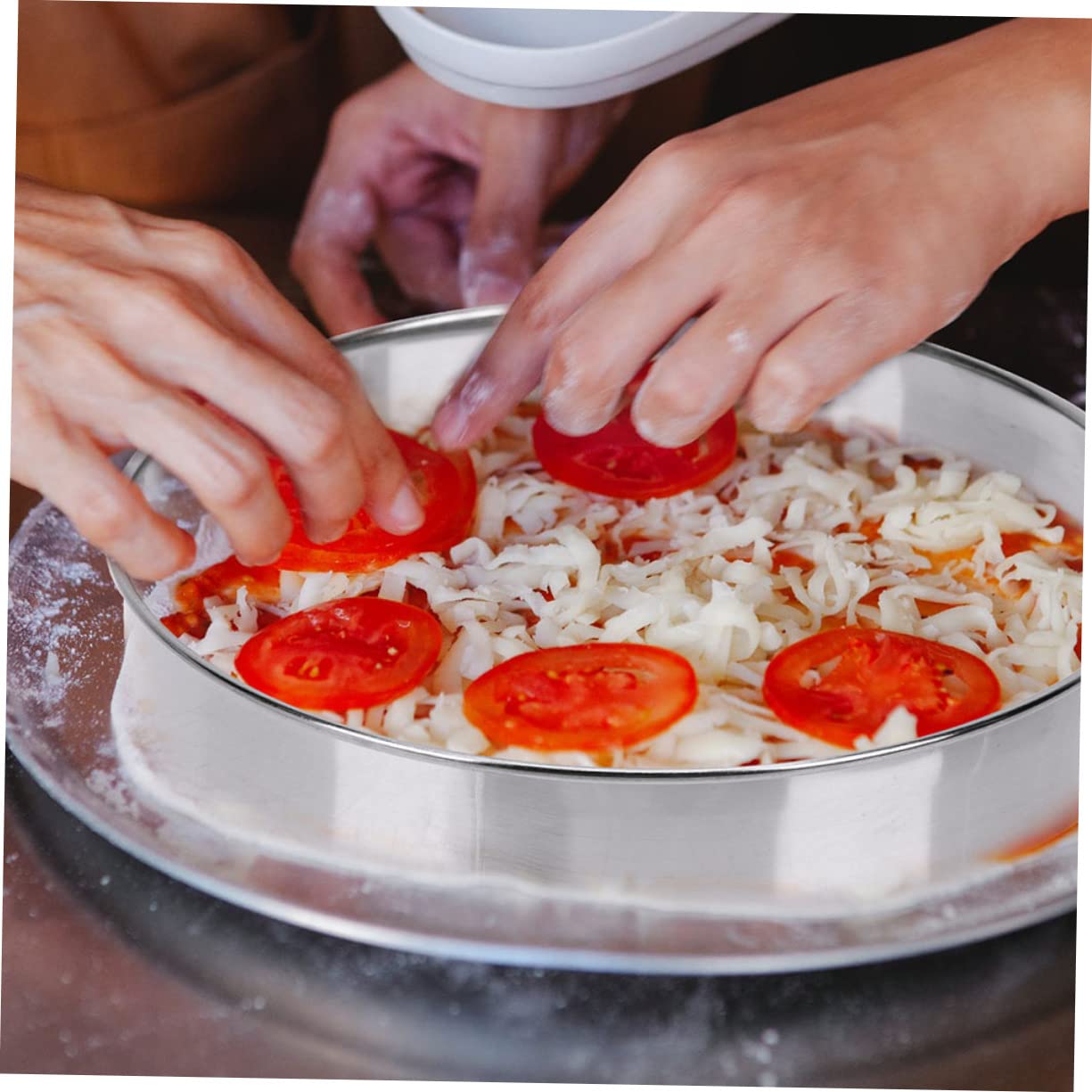 MAGICLULU 4stücke Haushalt Pizza Aus Edelstahl Mehrzweck Kuchenring Für Pizza Backzubehör Zur Vermeidung Von Überlaufen Beim Backen Robustes Und Langlebiges Material Für Einfache