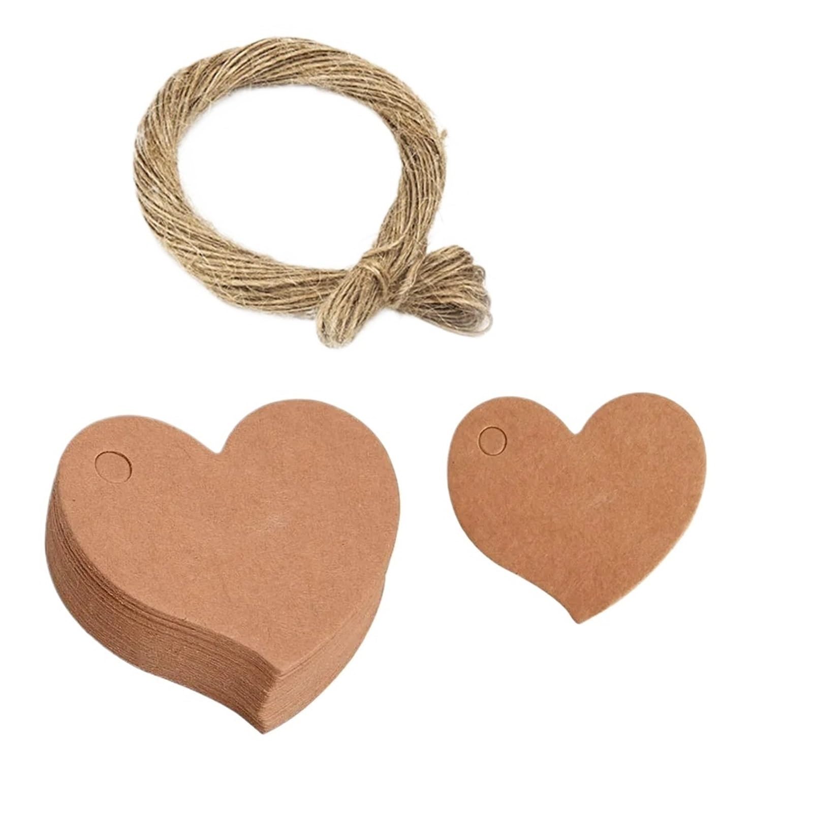 200pcs Kraft Gift Tags Scalloped Edge Wedding Party Paper Tag Price Label Hang Custom Luggage Card for Wedding Favors(Brown Heart)