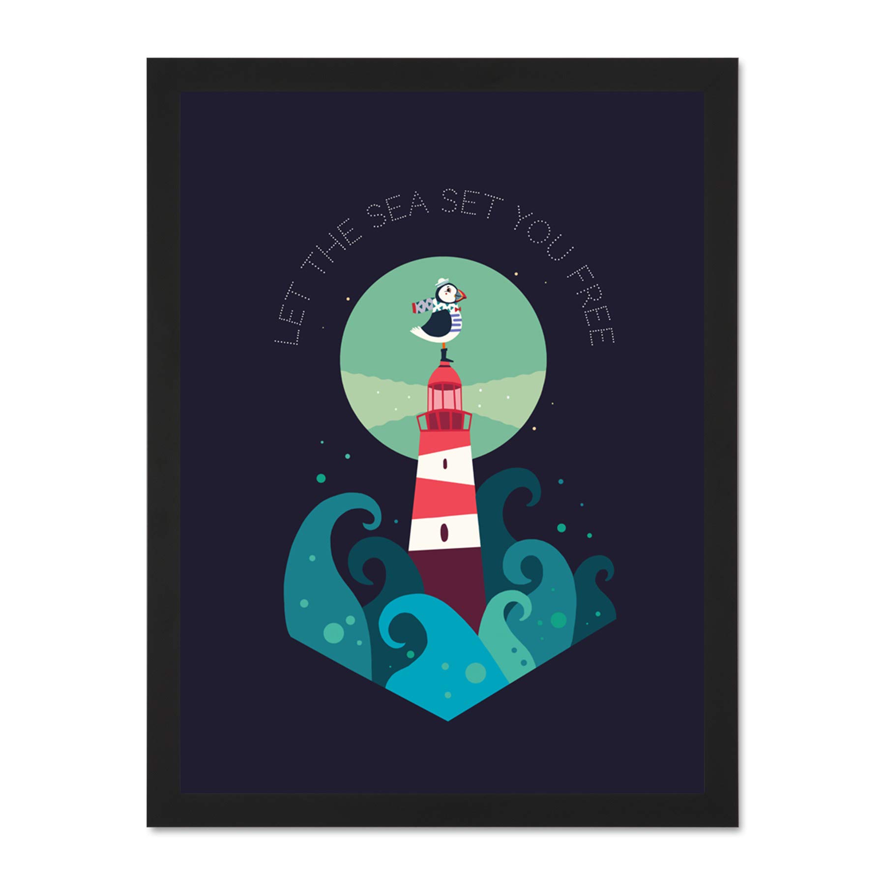 Wee Blue Coo Lighthouse Sea Free Large Framed Art Print Poster Wall Decor 18x24 inch