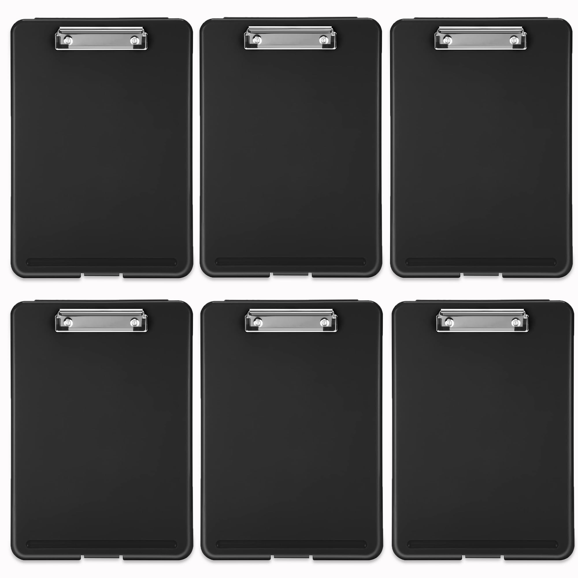 Pechor 6pcs Clipboard with Storage A4 Clip Board Plastic Storage, Nursing Clipboards Folder with Compartment Organizer, Writing Clip Boards Waterproof for Home School Office, Black