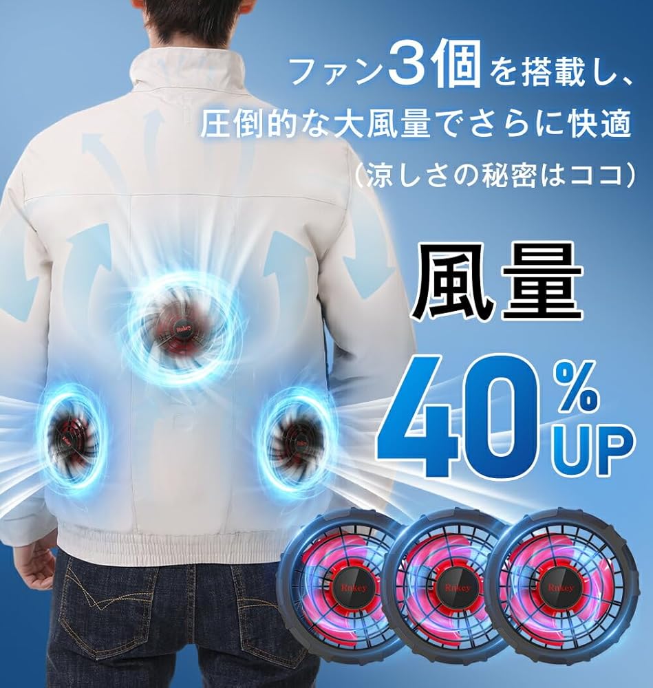 Amazon.co.jp: [Rnkey] 空調作業服 長袖 ファンバッテリーセット