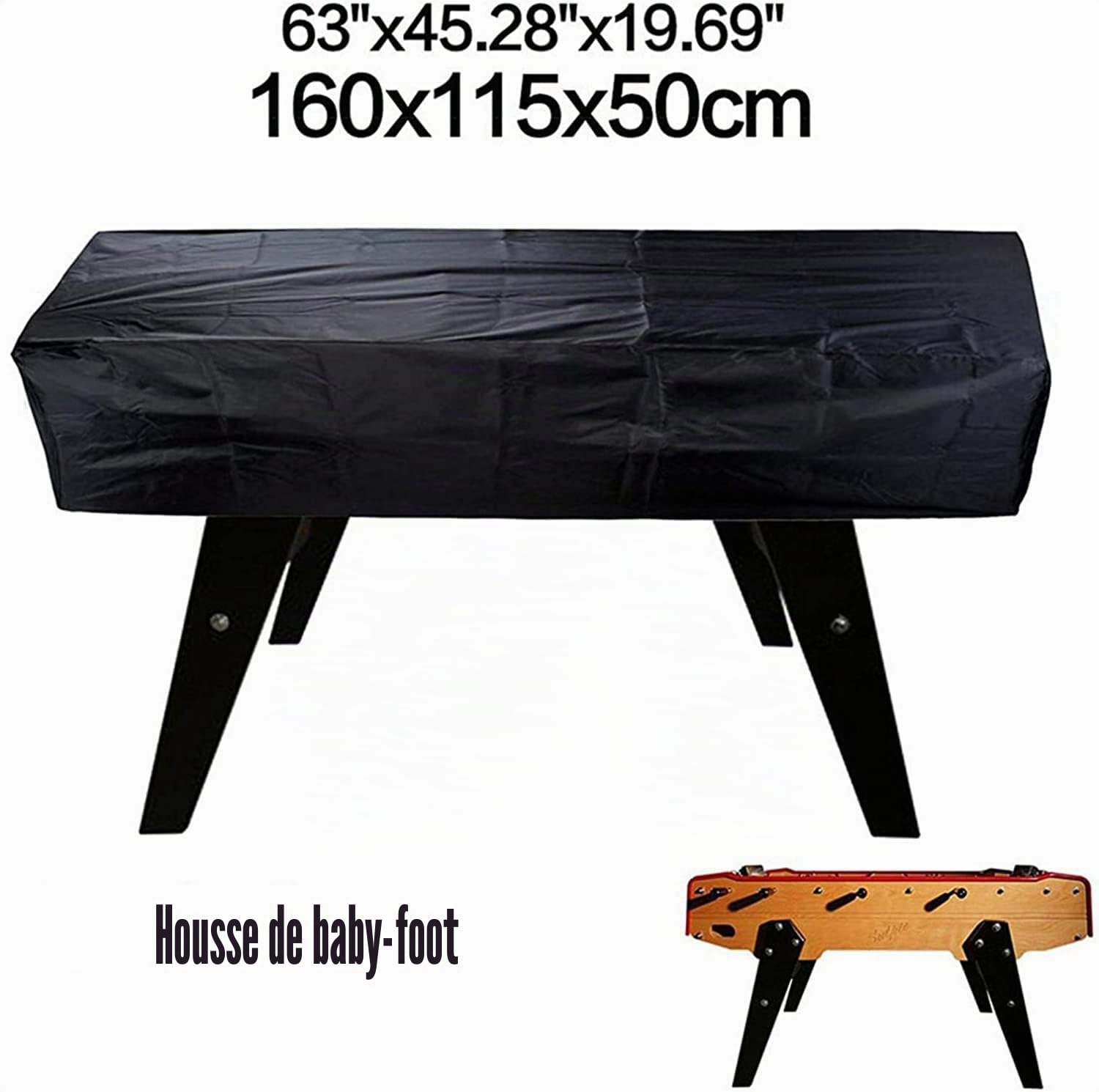 Oxford 420D Housse de babyfoot imperméable à l'extérieur de billard, protection contre les rayons UV et la poussière protège les intérieurs lourds 160 x 115 x 50 cm
