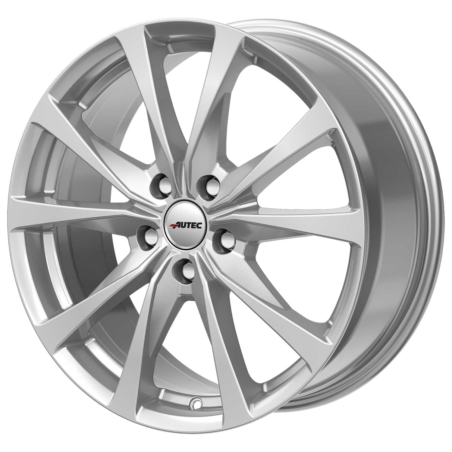 Lot de 4 jantes Autec 8,0 x 19 ET39 5 x 112 - Argent brillant - Compatible avec Audi S6 S4 A6 Q5 SQ5 S8 A8 A4