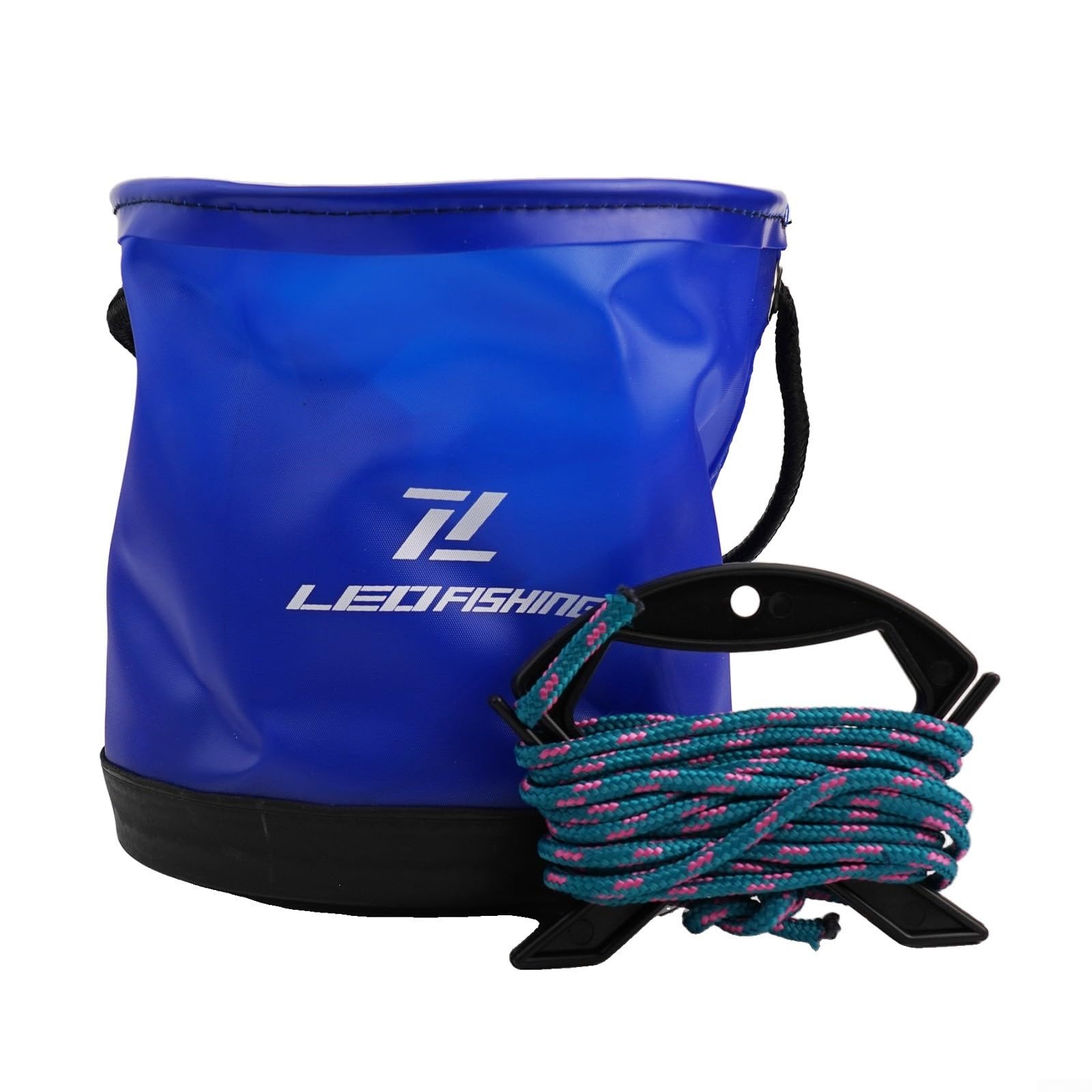 Seau de pêche étanche 4 5 L EVA pliable pour le camping, la randonnée et le nettoyage de voiture avec bretelles réglables (bleu)
